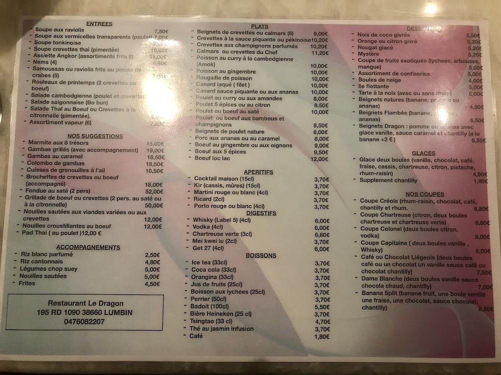 Le Dragon - Menu Image 1